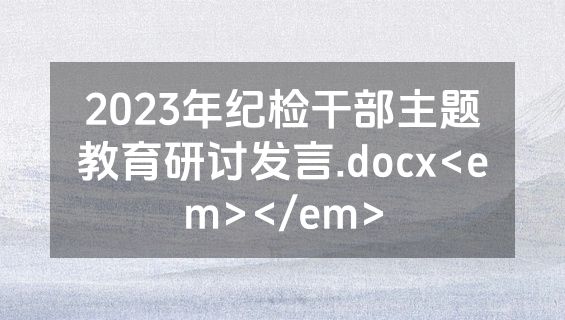 2023年纪检干部主题教育研讨发言.docx<em></em>