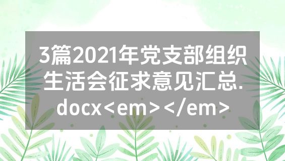 3篇2021年党支部组织生活会征求意见汇总.docx<em></em>