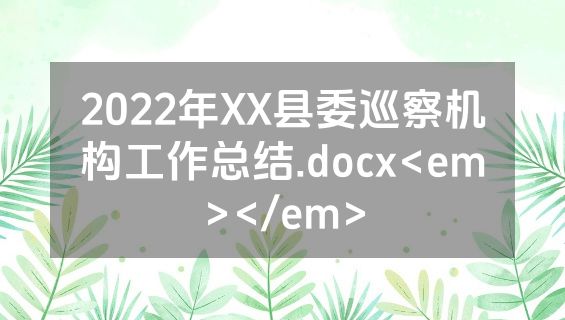 2022年XX县委巡察机构工作总结.docx<em></em>
