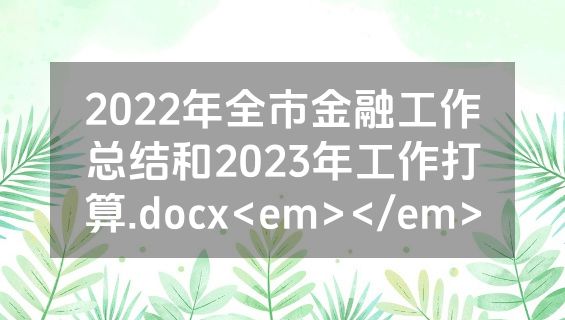 2022年全市金融工作总结和2023年工作打算.docx<em></em>