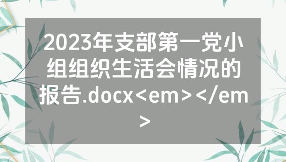 2023年支部第一党小组组织生活会情况的报告.docx<em></em>