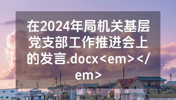 在2024年局机关基层党支部工作推进会上的发言.docx<em></em>