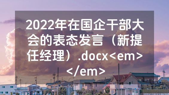 2022年在国企干部大会的表态发言（新提任经理）.docx<em></em>