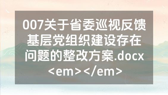 007关于省委巡视反馈基层党组织建设存在问题的整改方案.docx<em></em>