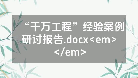 “千万工程”经验案例研讨报告.docx<em></em>