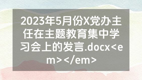 2023年5月份X党办主任在主题教育集中学习会上的发言.docx<em></em>