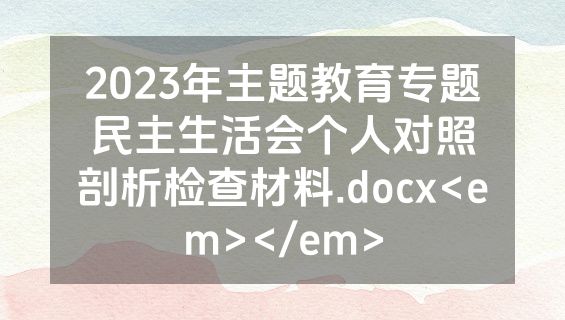 2023年主题教育专题民主生活会个人对照剖析检查材料.docx<em></em>