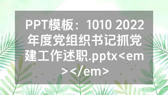 PPT模板：1010 2022年度党组织书记抓党建工作述职.pptx<em></em>