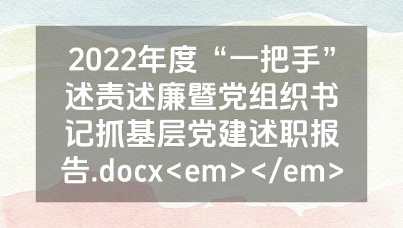 2022年度“一把手”述责述廉暨党组织书记抓基层党建述职报告.docx<em></em>
