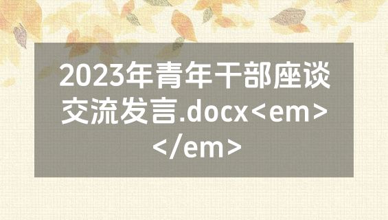 2023年青年干部座谈交流发言.docx<em></em>