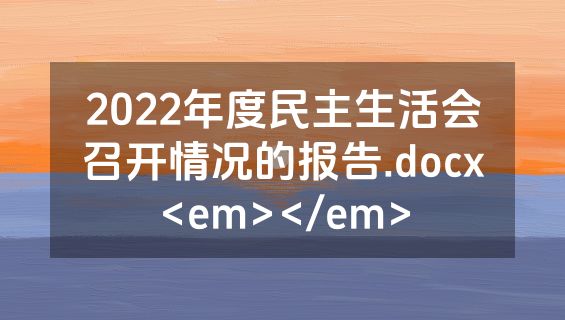 2022年度民主生活会召开情况的报告.docx<em></em>