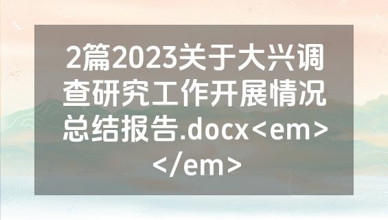 2篇2023关于大兴调查研究工作开展情况总结报告.docx<em></em>