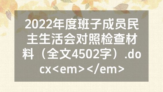 2022年度班子成员民主生活会对照检查材料（全文4502字）.docx<em></em>