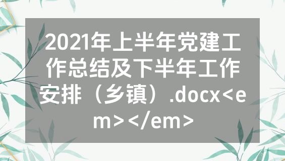 2021年上半年党建工作总结及下半年工作安排（乡镇）.docx<em></em>
