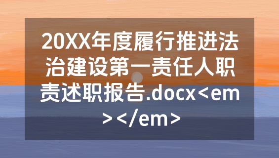 20XX年度履行推进法治建设第一责任人职责述职报告.docx<em></em>