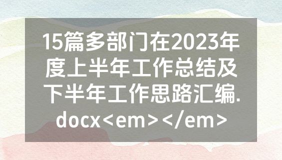 15篇多部门在2023年度上半年工作总结及下半年工作思路汇编.docx<em></em>