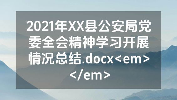2021年XX县公安局党委全会精神学习开展情况总结.docx<em></em>