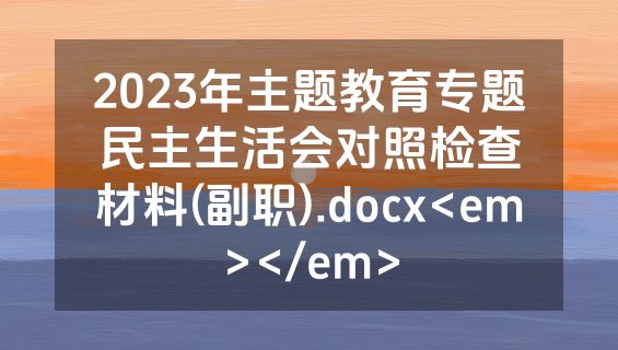 2023年主题教育专题民主生活会对照检查材料(副职).docx<em></em>