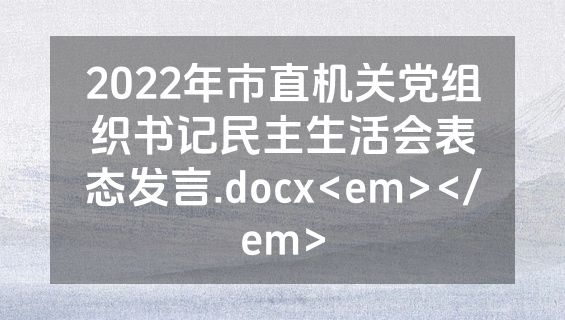 2022年市直机关党组织书记民主生活会表态发言.docx<em></em>