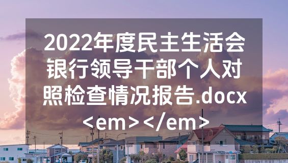 2022年度民主生活会银行领导干部个人对照检查情况报告.docx<em></em>