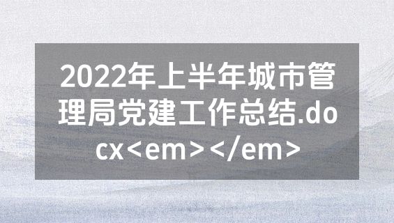 2022年上半年城市管理局党建工作总结.docx<em></em>