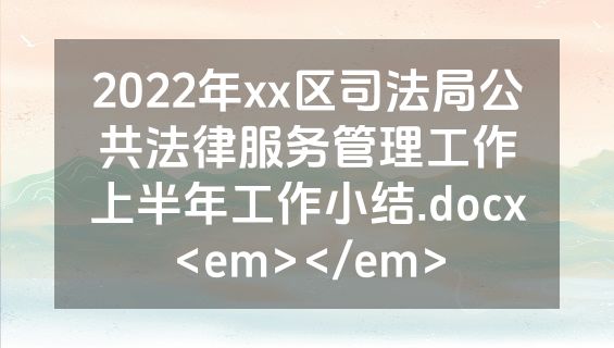 2022年xx区司法局公共法律服务管理工作上半年工作小结.docx<em></em>