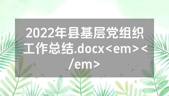2022年县基层党组织工作总结.docx<em></em>