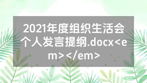 2021年度组织生活会个人发言提纲.docx<em></em>