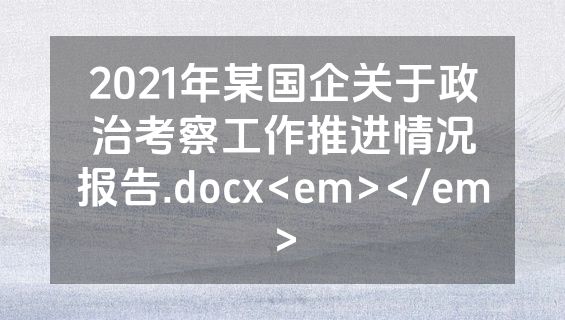 2021年某国企关于政治考察工作推进情况报告.docx<em></em>