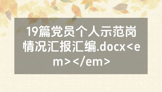 19篇党员个人示范岗情况汇报汇编.docx<em></em>