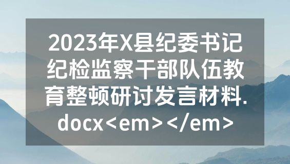 2023年X县纪委书记纪检监察干部队伍教育整顿研讨发言材料.docx<em></em>