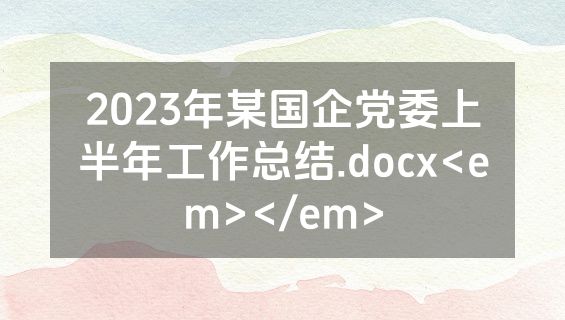 2023年某国企党委上半年工作总结.docx<em></em>