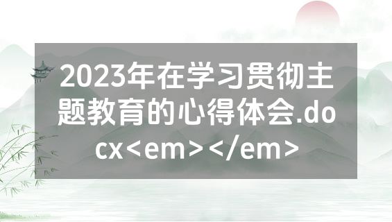 2023年在学习贯彻主题教育的心得体会.docx<em></em>