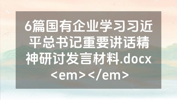 6篇国有企业学习习近平总书记重要讲话精神研讨发言材料.docx<em></em>