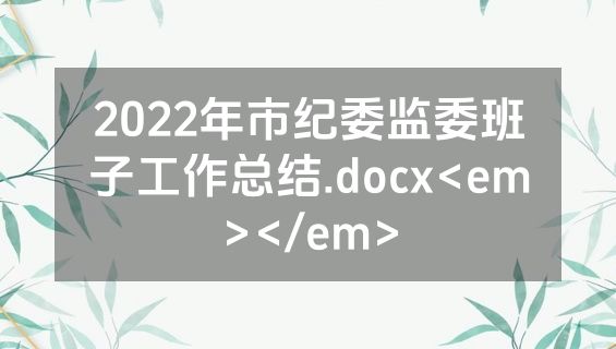2022年市纪委监委班子工作总结.docx<em></em>