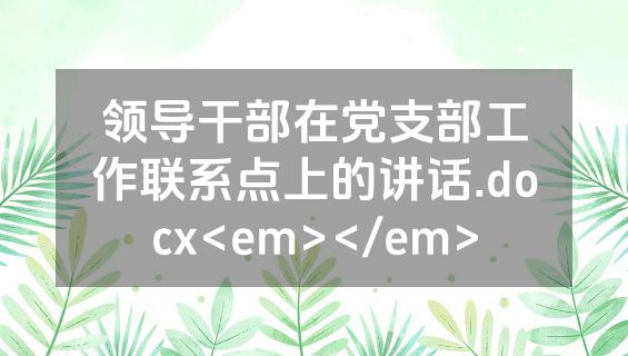领导干部在党支部工作联系点上的讲话.docx<em></em>
