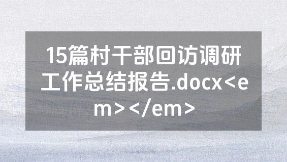 15篇村干部回访调研工作总结报告.docx<em></em>