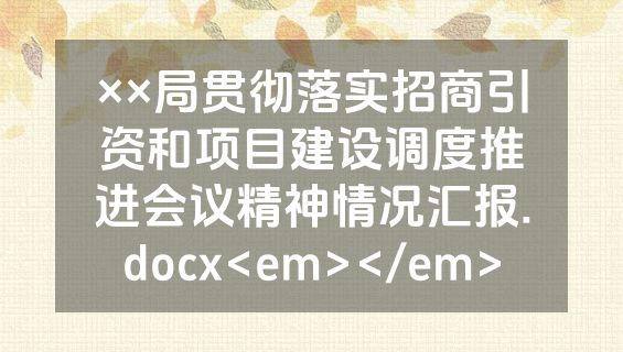××局贯彻落实招商引资和项目建设调度推进会议精神情况汇报.docx<em></em>