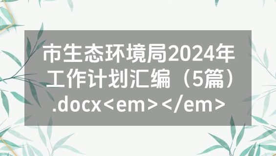 市生态环境局2024年工作计划汇编（5篇）.docx<em></em>