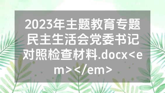 2023年主题教育专题民主生活会党委书记对照检查材料.docx<em></em>