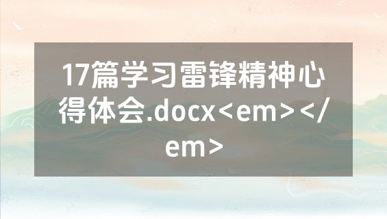 17篇学习雷锋精神心得体会.docx<em></em>