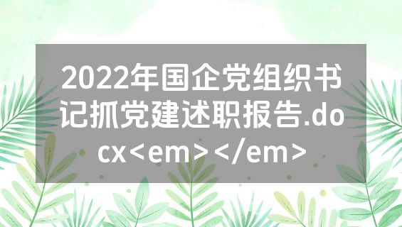 2022年国企党组织书记抓党建述职报告.docx<em></em>