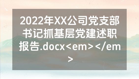 2022年XX公司党支部书记抓基层党建述职报告.docx<em></em>