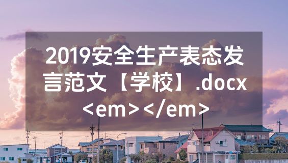 2019安全生产表态发言范文【学校】.docx<em></em>