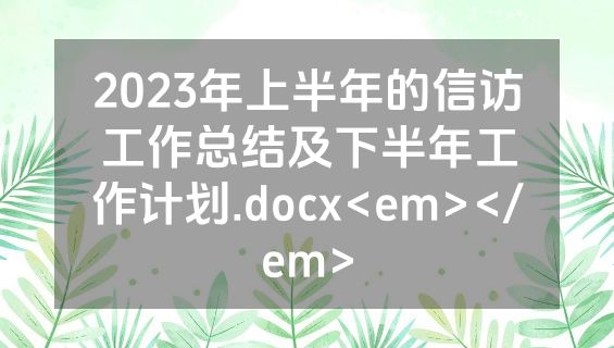 2023年上半年的信访工作总结及下半年工作计划.docx<em></em>