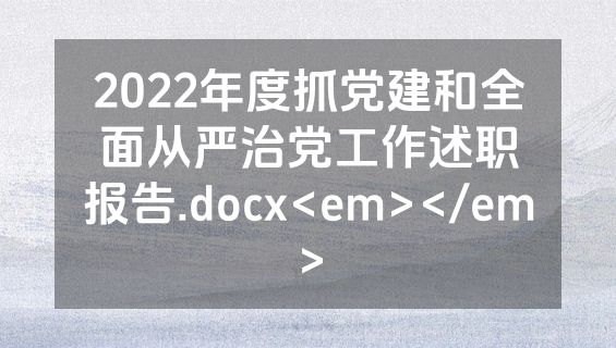 2022年度抓党建和全面从严治党工作述职报告.docx<em></em>