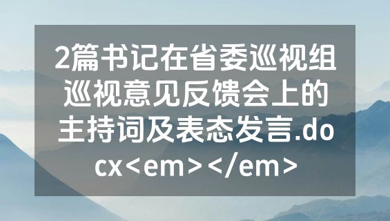 2篇书记在省委巡视组巡视意见反馈会上的主持词及表态发言.docx<em></em>