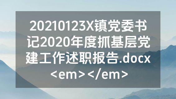 20210123X镇党委书记2020年度抓基层党建工作述职报告.docx<em></em>