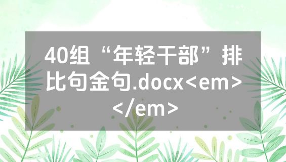 40组“年轻干部”排比句金句.docx<em></em>