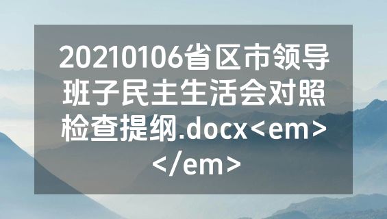 20210106省区市领导班子民主生活会对照检查提纲.docx<em></em>
